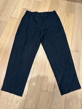 Issey Miyake Men Linen Cotton Blend Blue Wide Leg Pants Trousers Sz 4